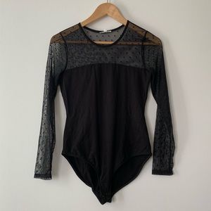 Anthropologie Polka Dot Black Bodysuit
